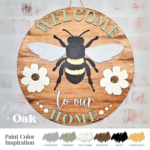 12" DIY Welcome to Our Home Bee Door Hanger