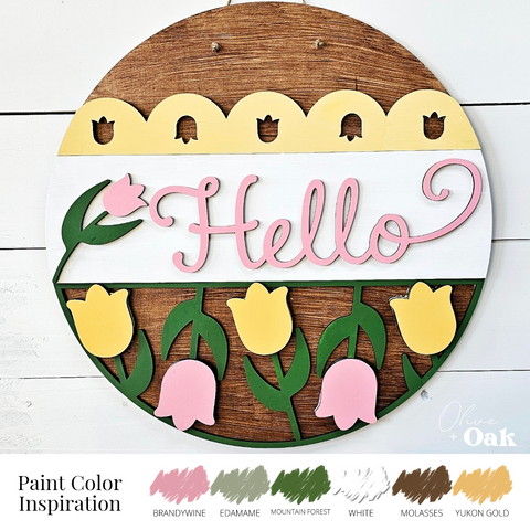 DIY Hello Tulips Door Hanger