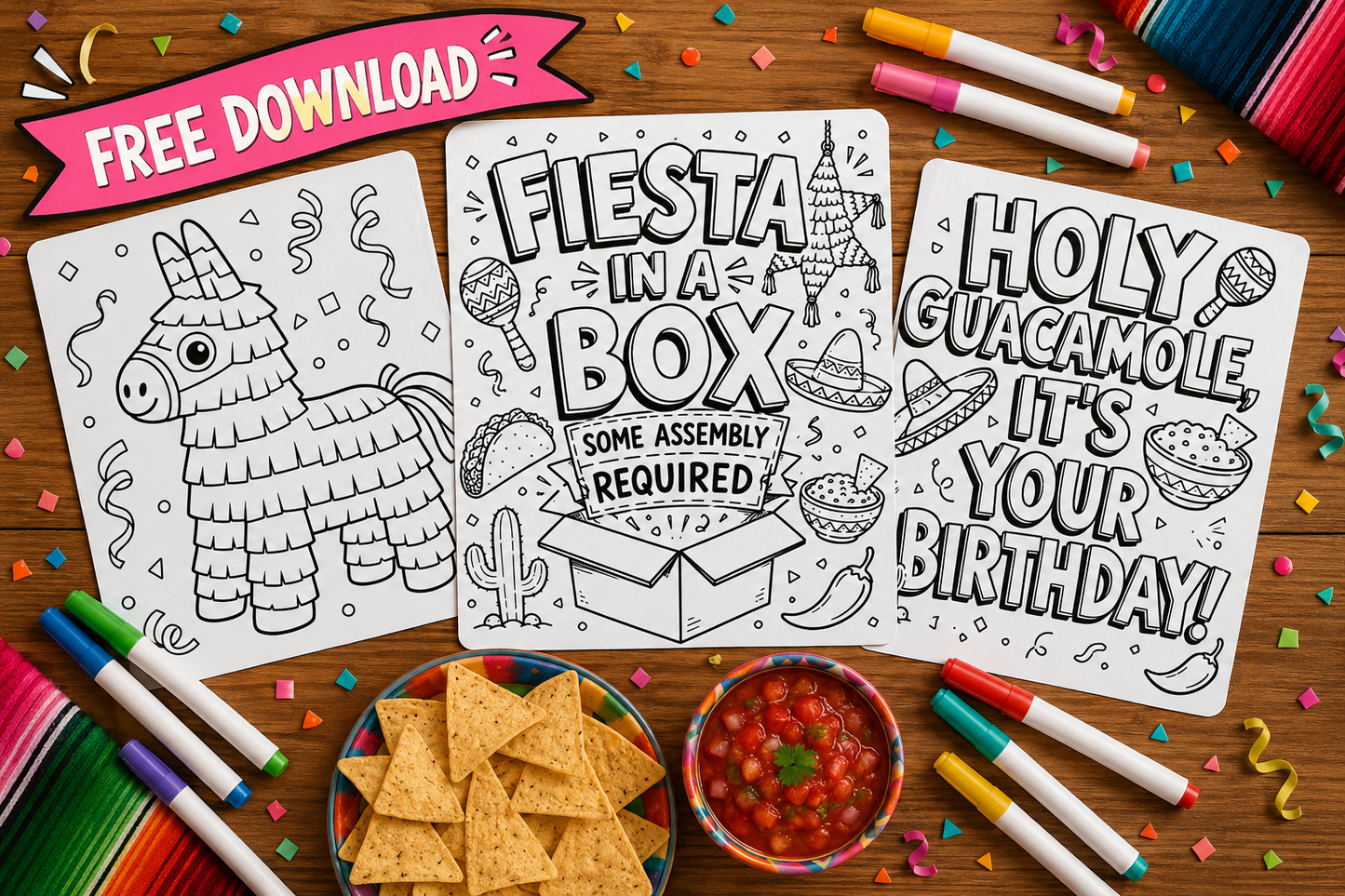 FREE Fiesta In A Box Coloring Pages