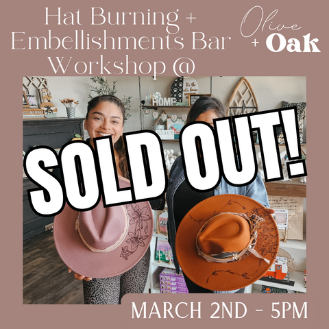 Hat Burning DIY Workshop - March 2 @ 5pm