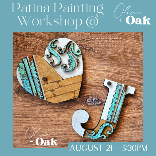 Patina Letters Painting Workshop - August 21st @ 5:30pm