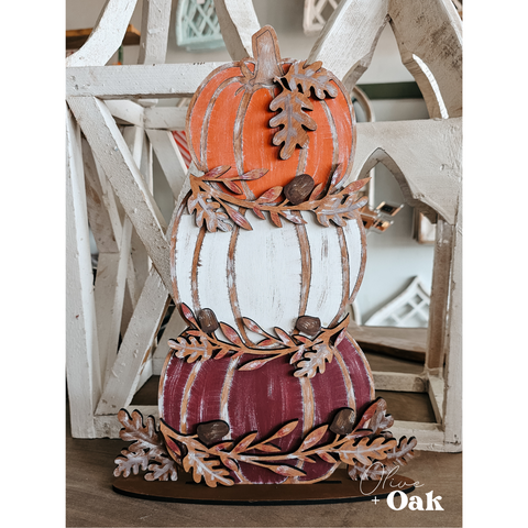 DIY Stacked Pumpkins Shelf Sitter