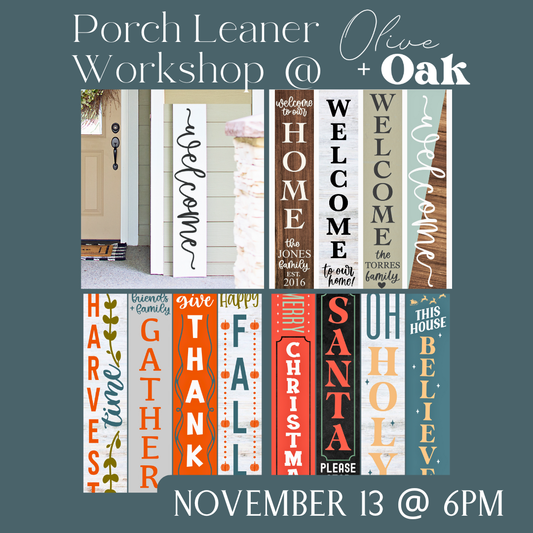 DIY Porch Sign Workshop - November 13 @ 6pm