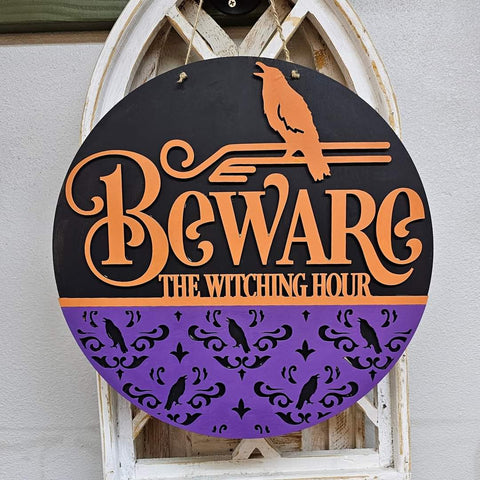 DIY Beware the Witching Hour Door Hanger