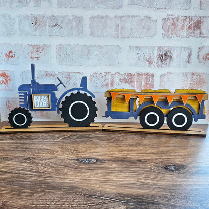DIY Hay Ride Truck and Trailer Shelf Sitter