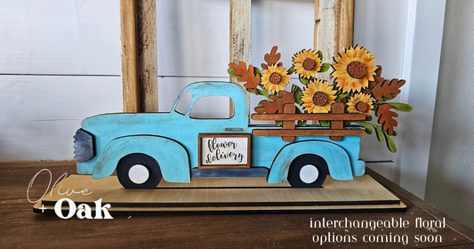 DIY Kit Fall Flower Truck Shelf Sitter