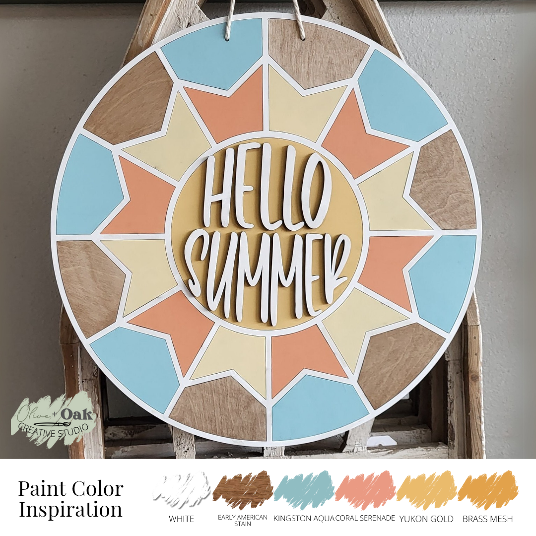 DIY Hello Summer Sun Quilt Door Hanger