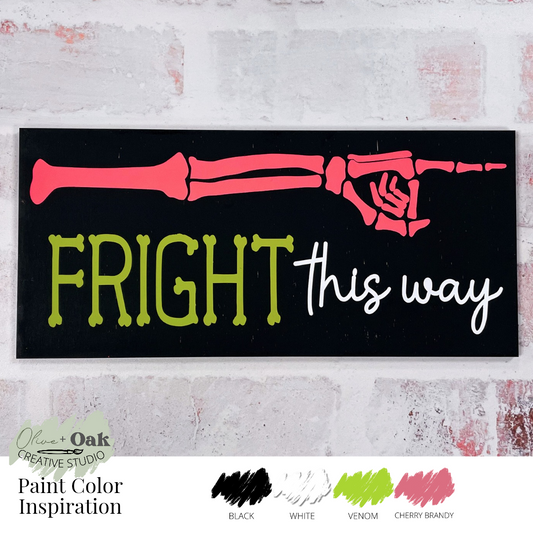 DIY Fright This Way Skeleton Plank Sign