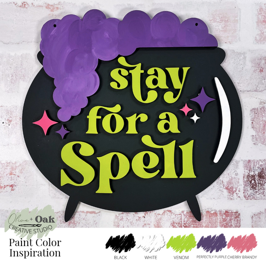 DIY Stay for a Spell Cauldron Door Hanger