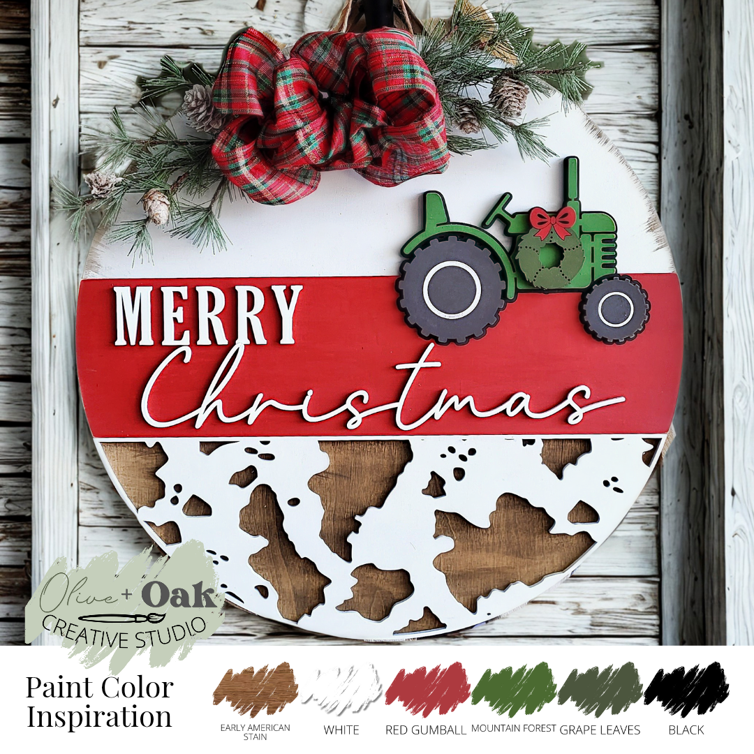 DIY Tractor Merry Christmas Door Hanger