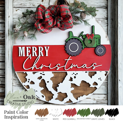 DIY Tractor Merry Christmas Door Hanger