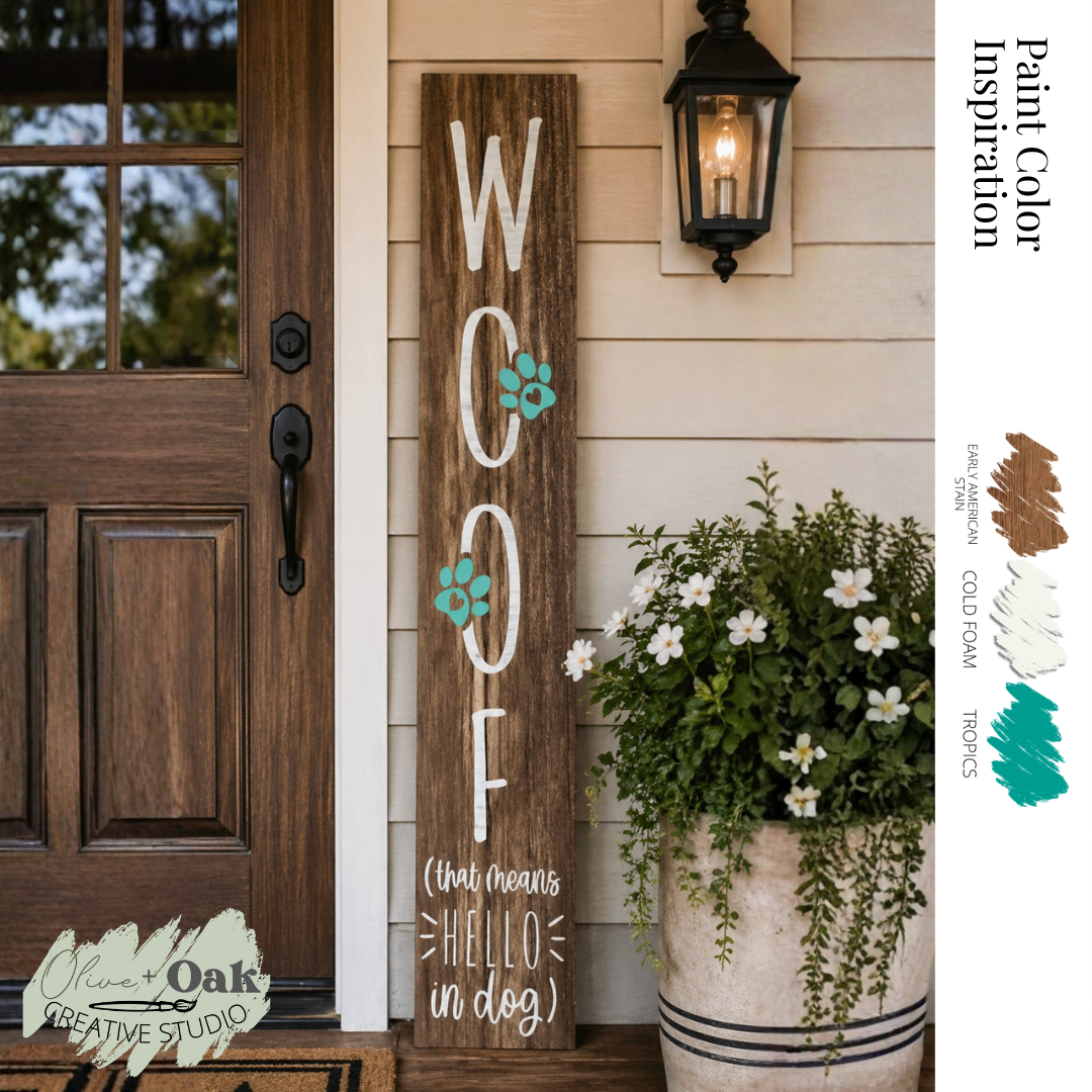DIY Woof Paw Prints 4' Porch Sign