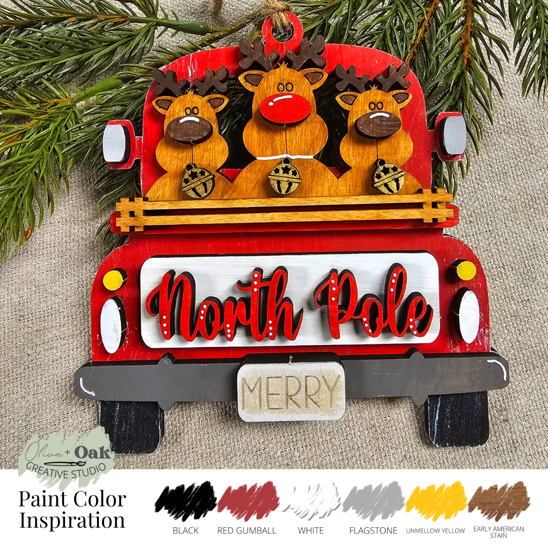 DIY Kit North Pole Reindeer Truck Ornament