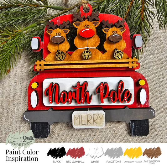 DIY Kit North Pole Reindeer Truck Ornament