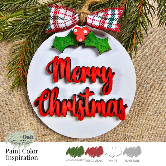 DIY Kit Merry Christmas Holly Ornament