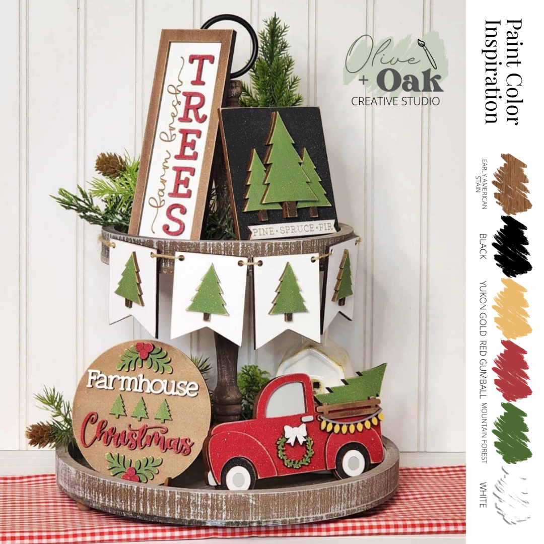 DIY Christmas Tree Farm Tier Tray Set