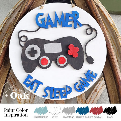 DIY Eat Sleep Game Round Hanger