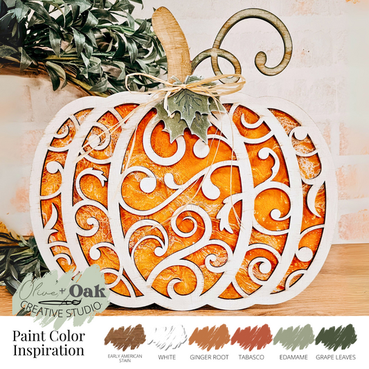 DIY Scroll Work Paint Pour Pumpkin