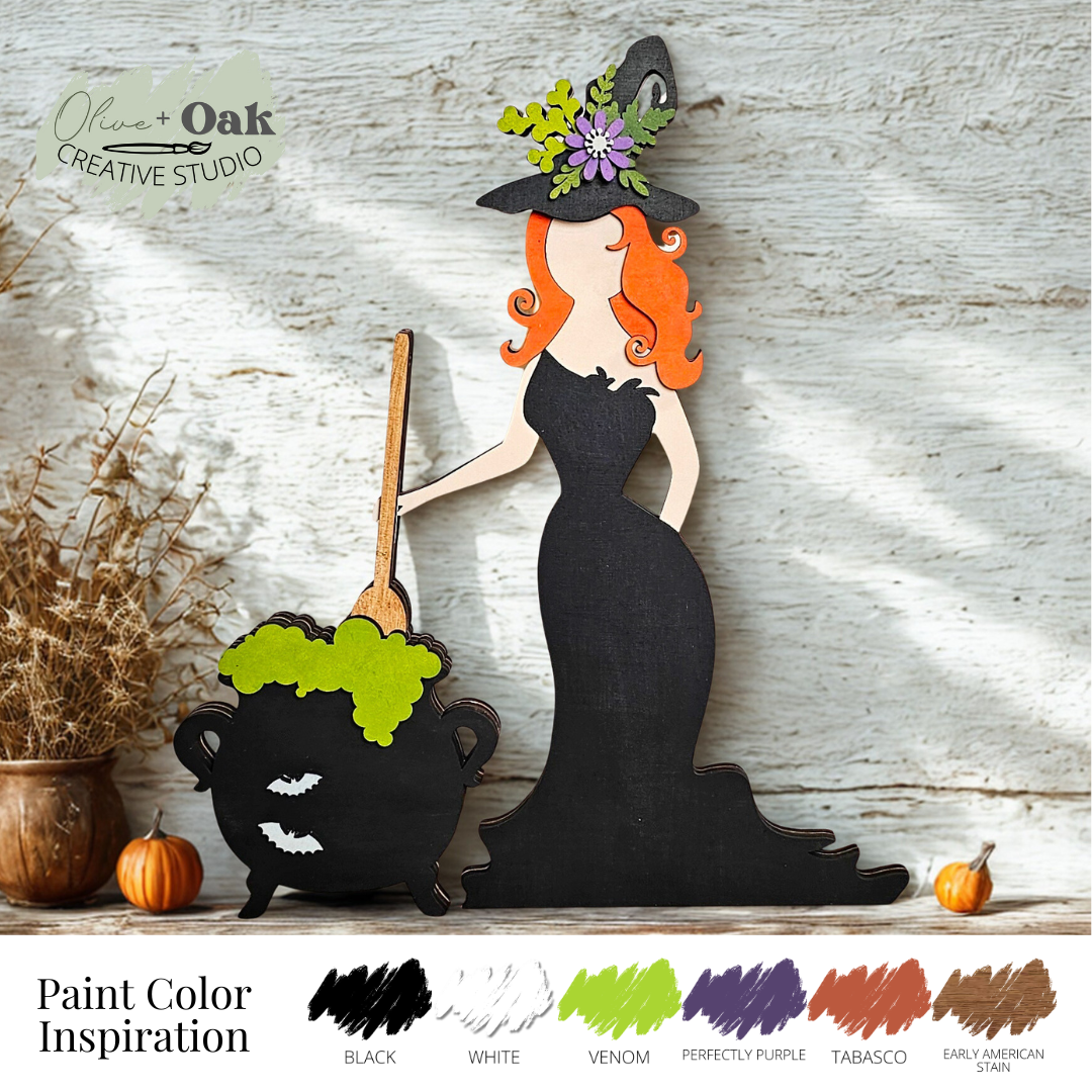 DIY Witch with Cauldron Shelf Sitter