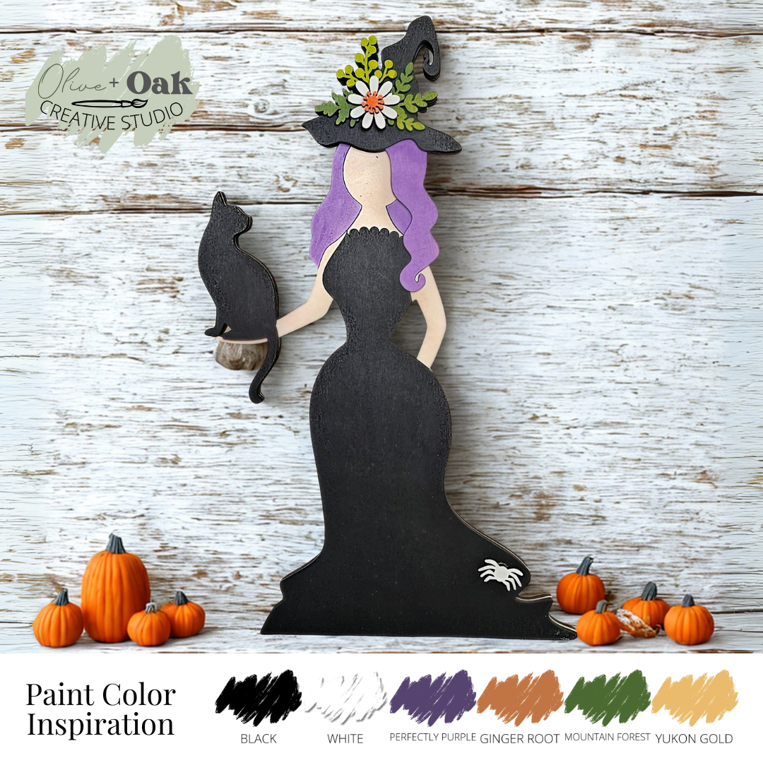 DIY Witch with Cat Shelf Sitter