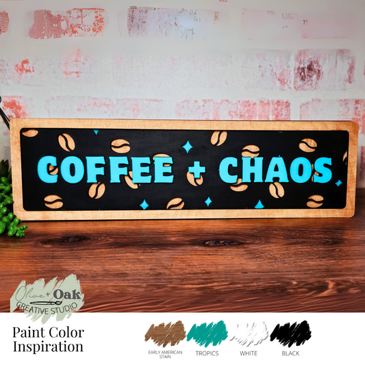 DIY Coffee + Chaos Chunky Framed Sign