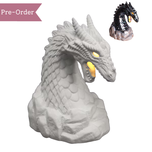 Ceramic Lighted Fierce Dragon Bust