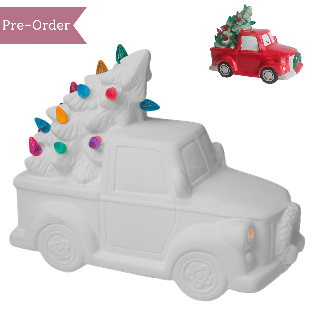 Ceramic Lighted Christmas Tree Truck