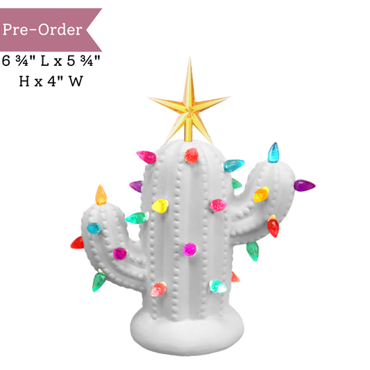 Ceramic Small Lighted Christmas Cactus