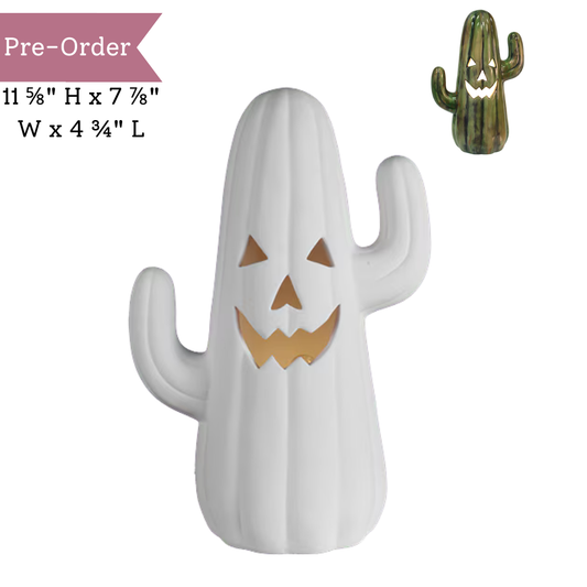 Ceramic Lighted Cact-O-Lantern
