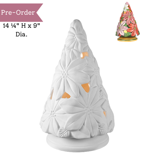 Ceramic Lighted Poinsettia Tree