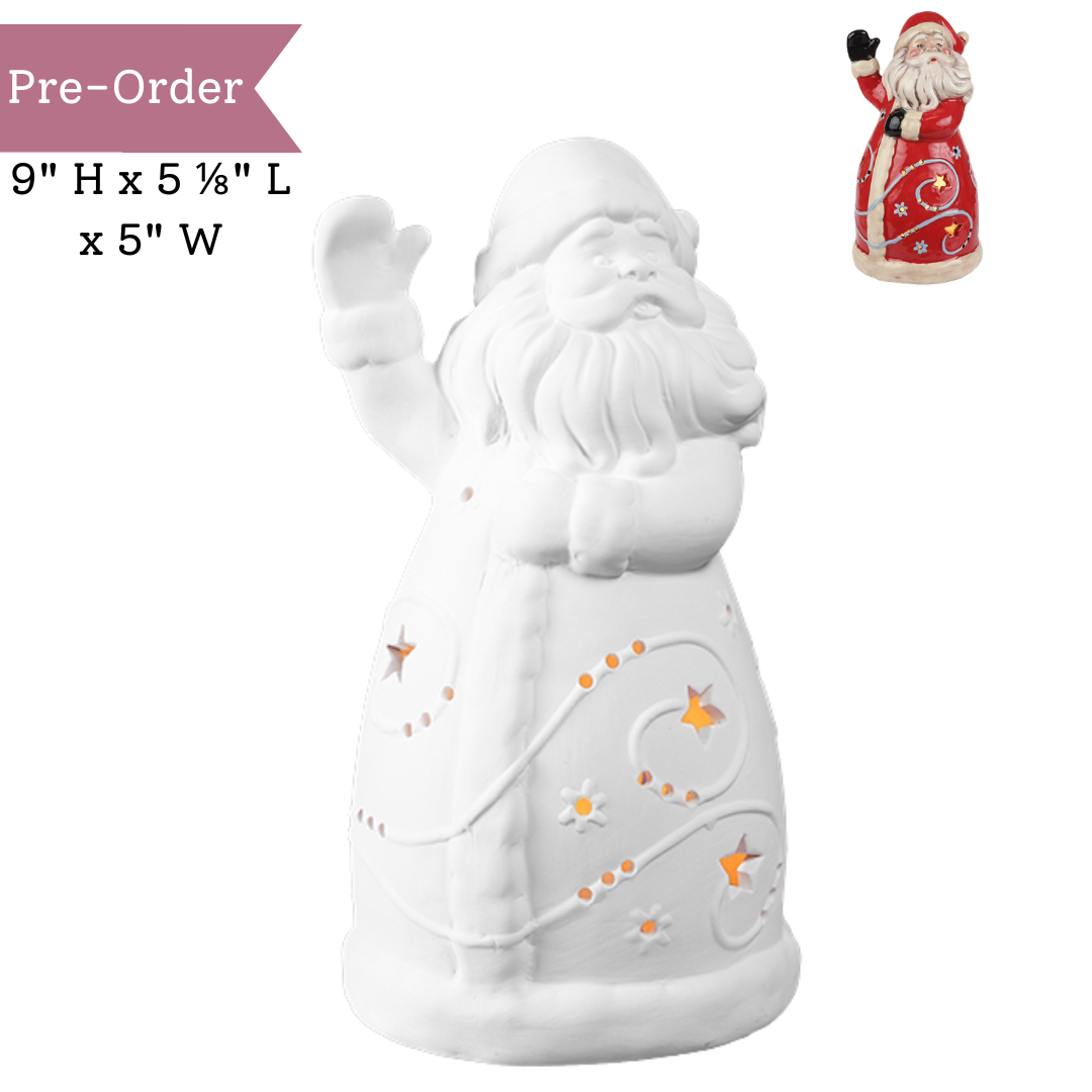 Ceramic Lighted Holly Jolly Santa