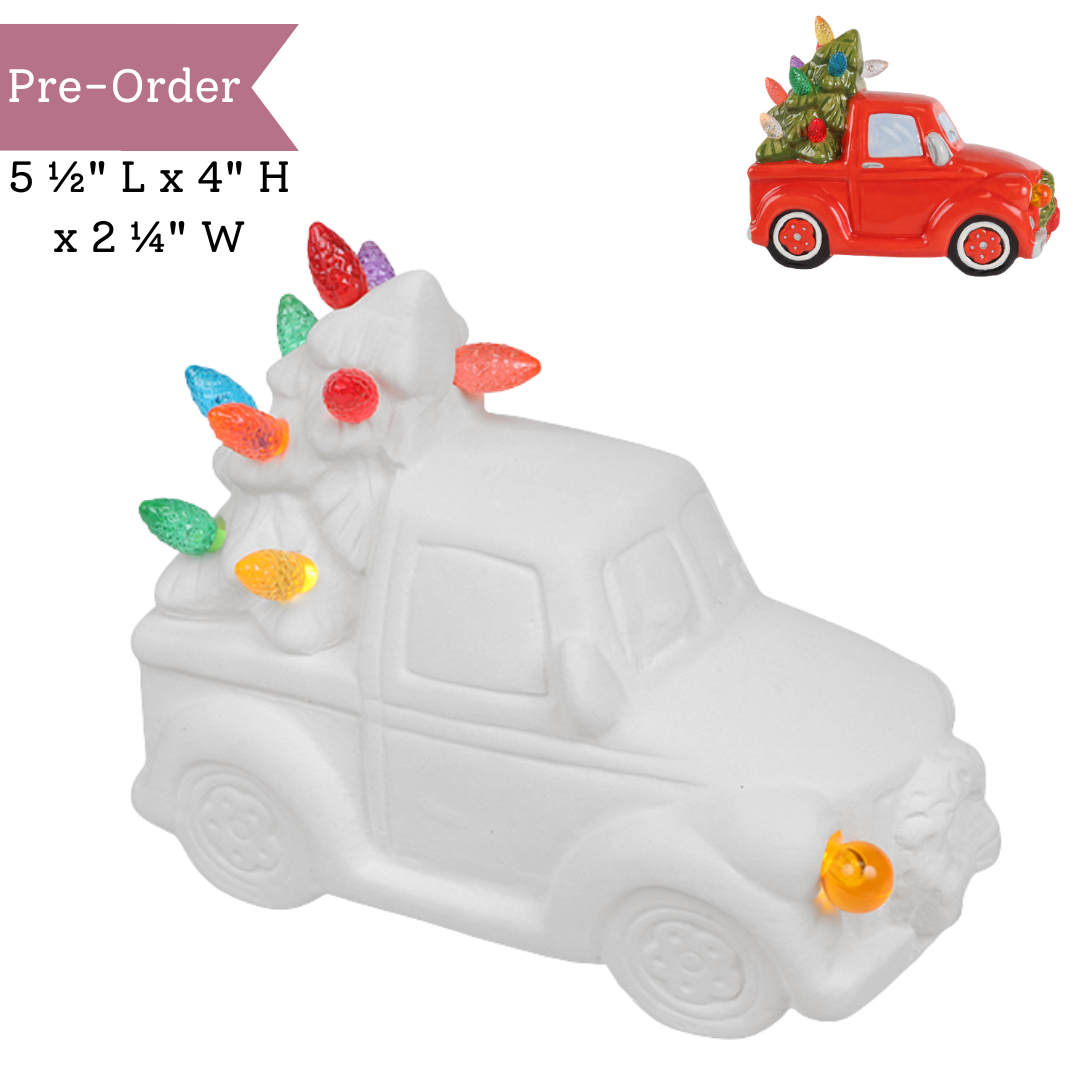 Ceramic Lighted Christmas Tree Truck Night Light