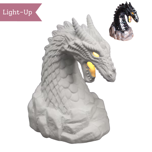 Ceramic Lighted Fierce Dragon Bust