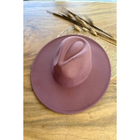 Fashion Classic Wide Brim Premium Felt Hat: MAUVE / ONE SIZE