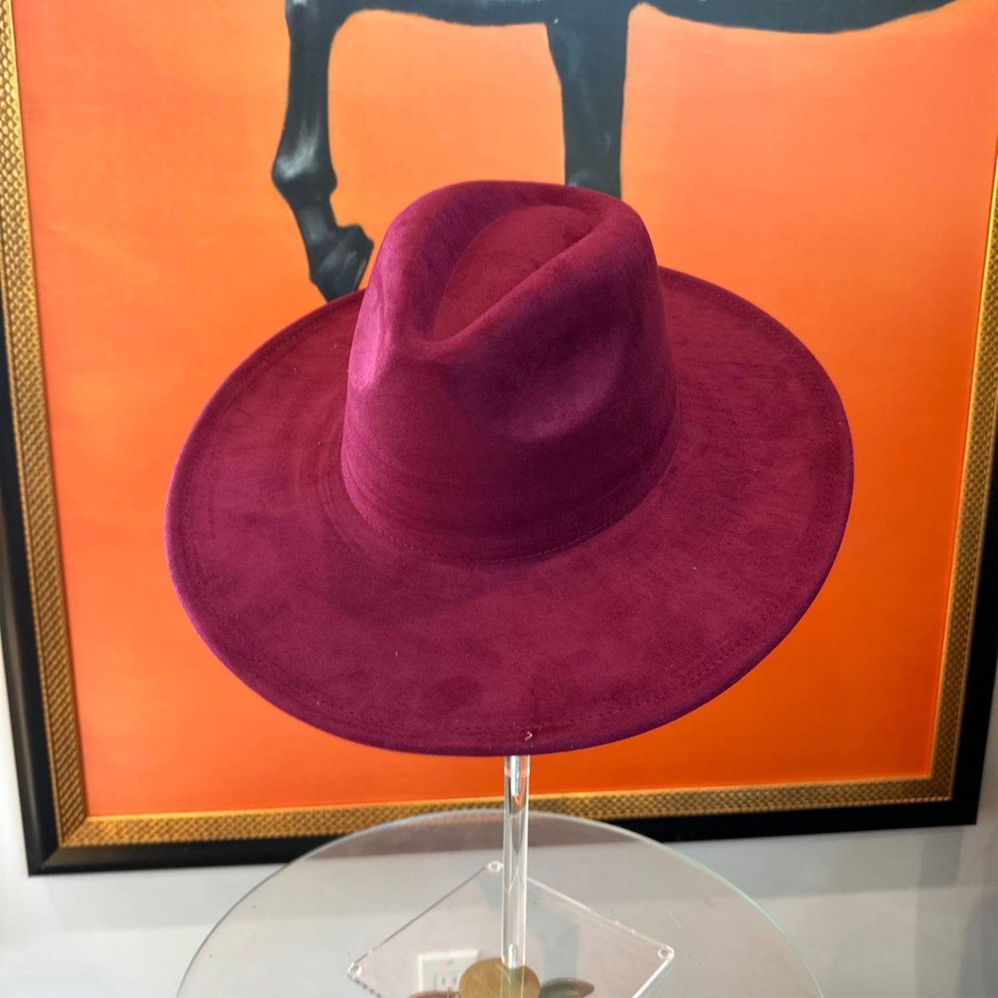 Wide Brim Suede - Wine