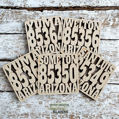 Zip Code Framed Unfinished Ornament Blank