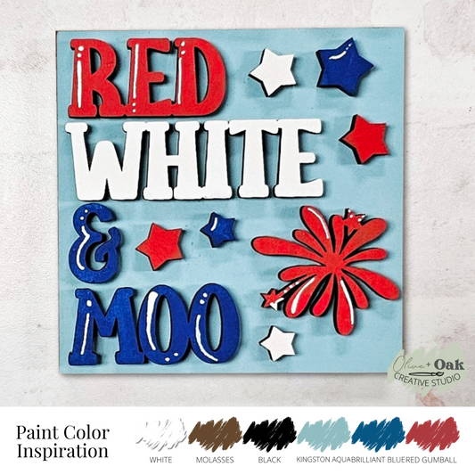 DIY Red, White & Moo Square Sign *Insert ONLY*