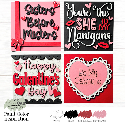 DIY Mini Galentine's Day Square Tiles *Inserts ONLY*