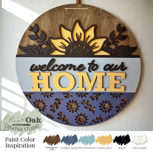 DIY Welcome to Our Home Sunflower Door Hanger