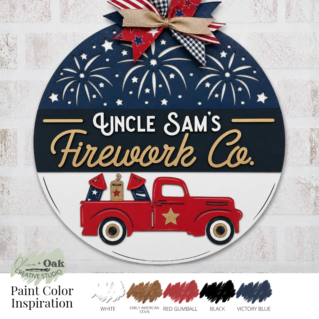 DIY Uncle Sam's Firework Co. Door Hanger