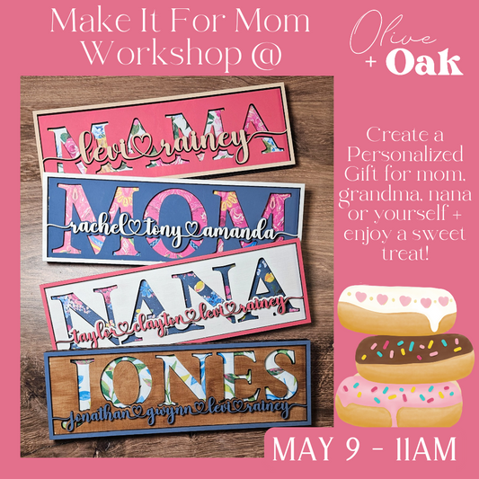 DIY Personalized Gift for Mom - Donut & Craft - May 9 @ 11am
