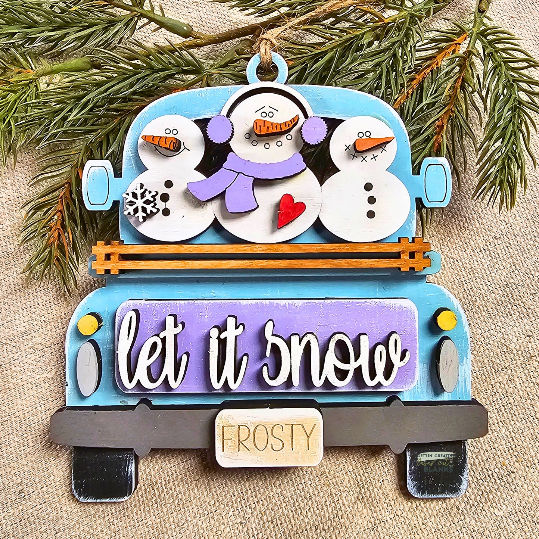Let It Snow Truck Ornament Blank