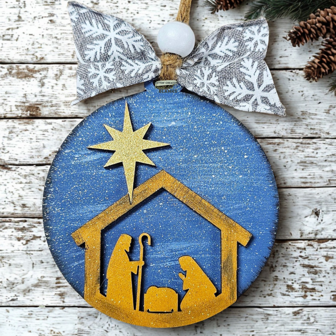 Manger Nativity Ornament Blank