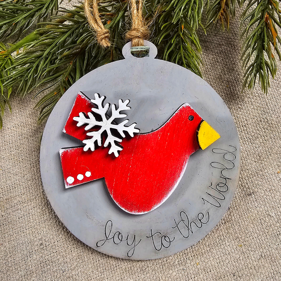 Joy to the World Cardinal Ornament Blank