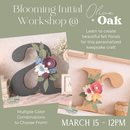 Blooming Initials Workshop - March 15 @ 12pm