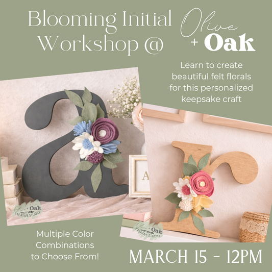 Blooming Initials Workshop - March 15 @ 12pm