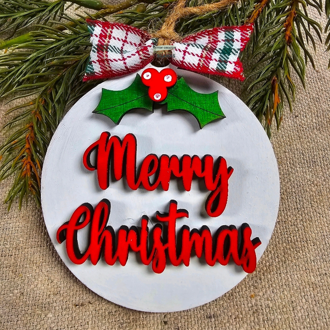 Merry Christmas Holly Ornament Blank