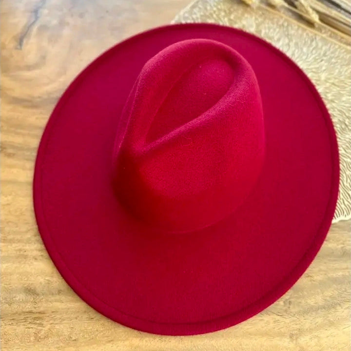 Wide Brim Suede - Red