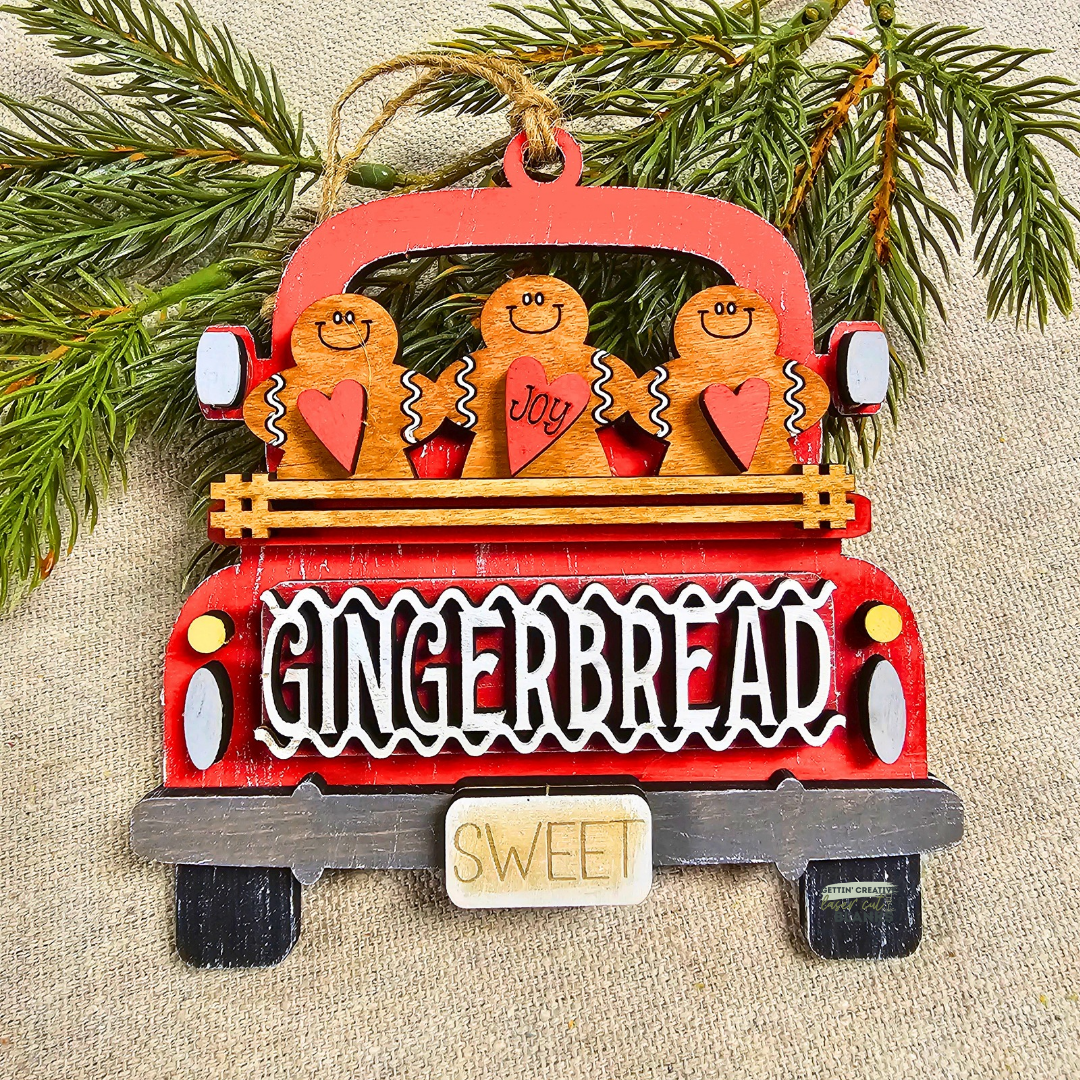 Gingerbread Truck Ornament Blank