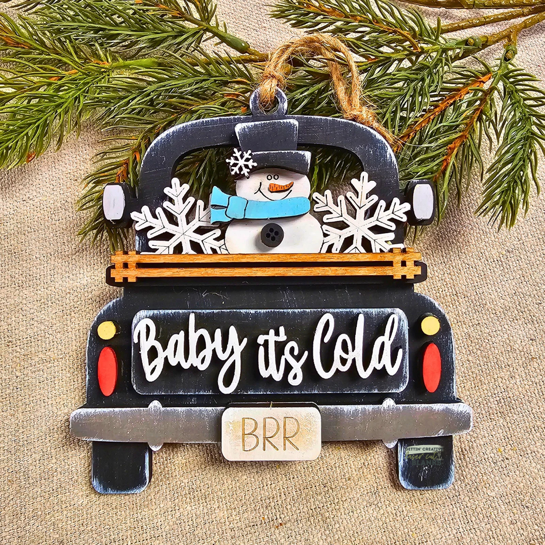 Baby It's Cold Truck Ornament Blank
